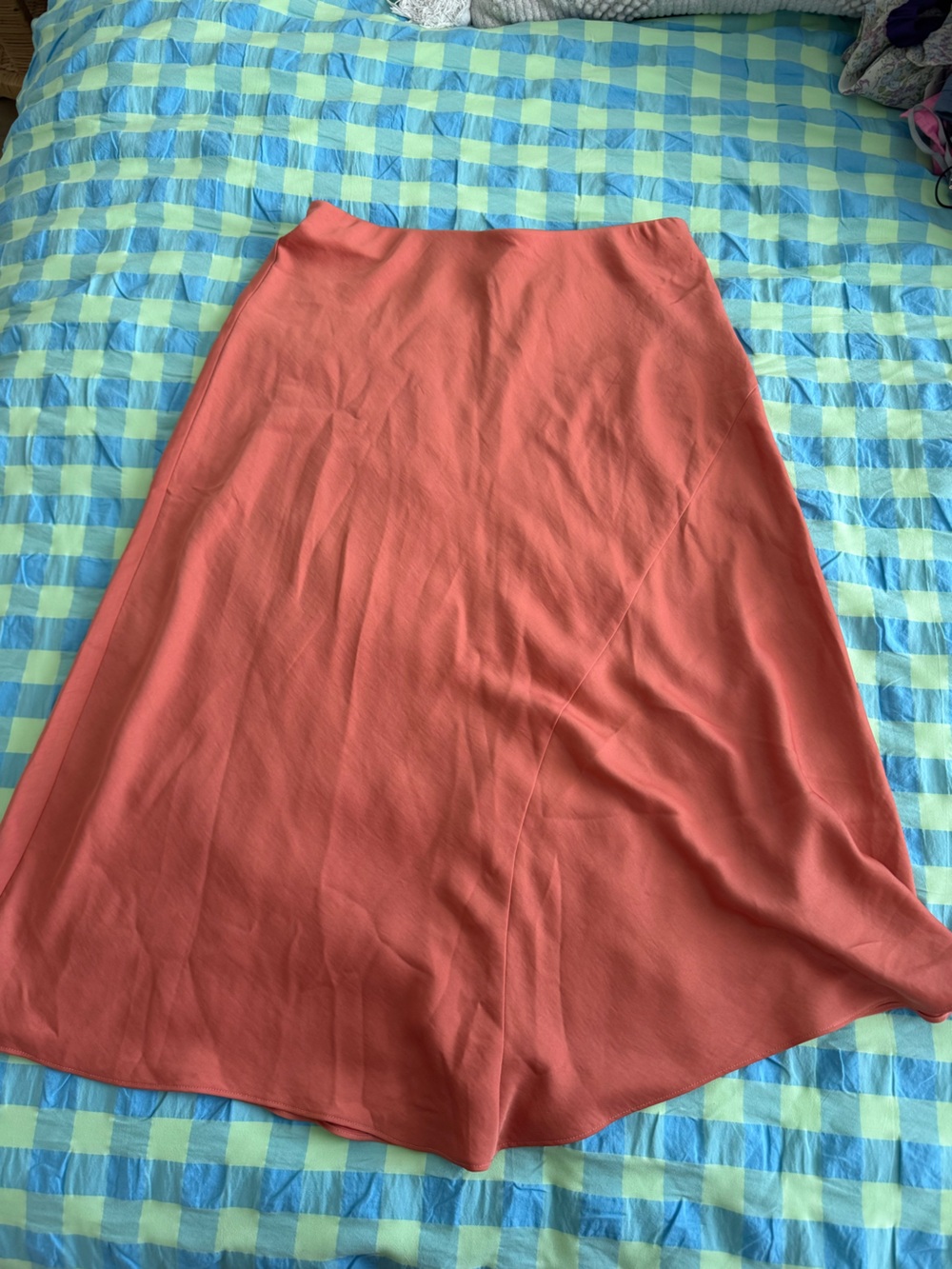 a new day Coral-Orange Midi Skirt